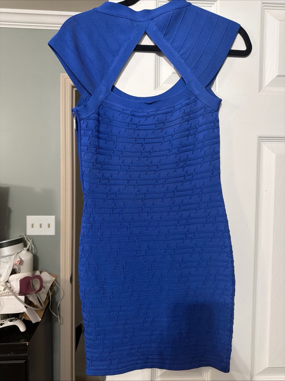 Guess Royal Blue Textured Bodycon Mini Dress